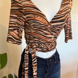 🌞Free People Zebra Print Wrap Top - XXS